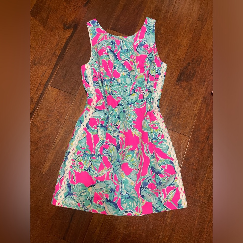 Lilly Pulitzer NWT Lobsters In Love Pink Print Dress Size 8
